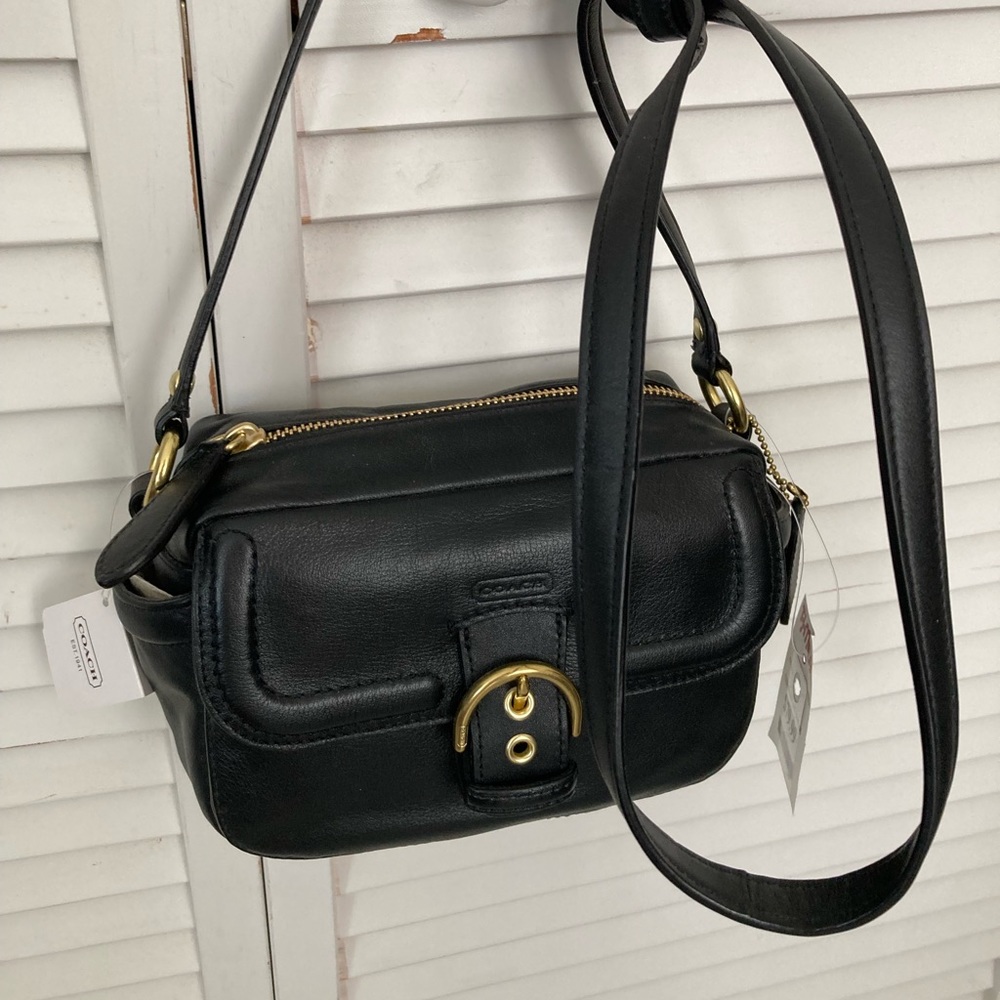 NWT Authentic Coach F25150 Camera Bag in black leather